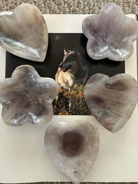 🔮 Crystal Polished Fluorite Stone Heart Trinket Dish Other Designs Available ❣️